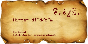 Hirter Ádám névjegykártya